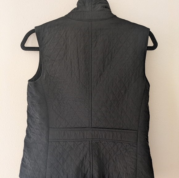 Talbots Black Diamond Quilted Vest Velour Lined Corduroy Collar Women's size S - Picture 2 of 7
